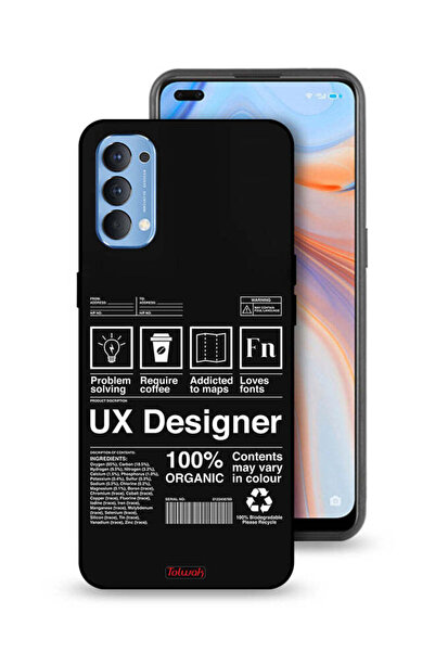 Tolwak Oppo Reno4 4G Protective Case Cover Ux Designer Sticker
