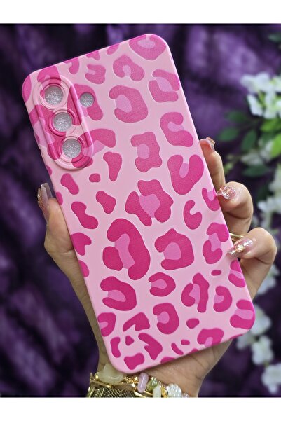 Magic Ring حافظة هاتف سامسونج جالاكسي A56 متوافقة مع جلد الفهد الوردي المخملي الداخلي