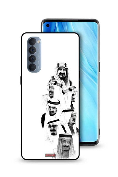 Tolwak غطاء حماية لهاتف أوبو رينو 4 برو 4G - فن ملوك السعودية - أبيض وأسود