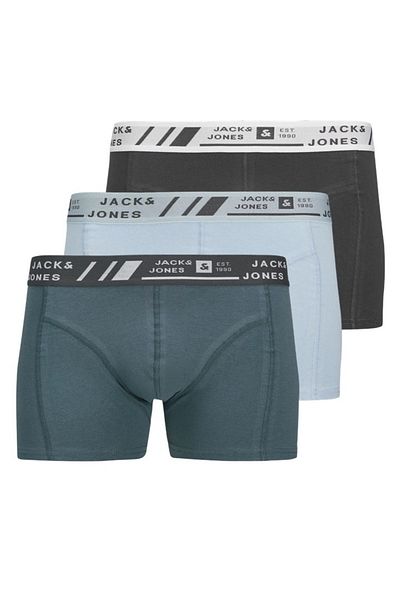 Jack & Jones J&J Acangus Boxer Trunks 3 Pack Asphalt Blue Navy Blue