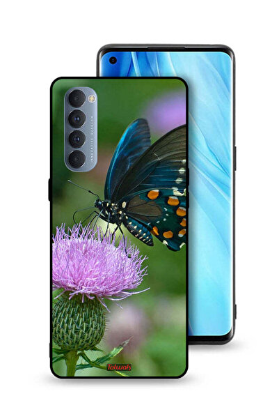 Tolwak غطاء حماية لهاتف Oppo Reno4 Pro 4G بتصميم فراشة على زهرة
