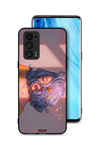 Tolwak Oppo Reno6 Pro Plus 5G Protective Case Cover Girl And Space Art