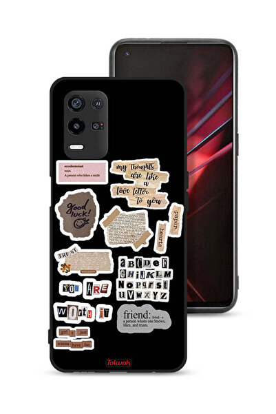 Tolwak غطاء حماية لهاتف Oppo K9x مع ملصقات اقتباسات الحظ السعيد