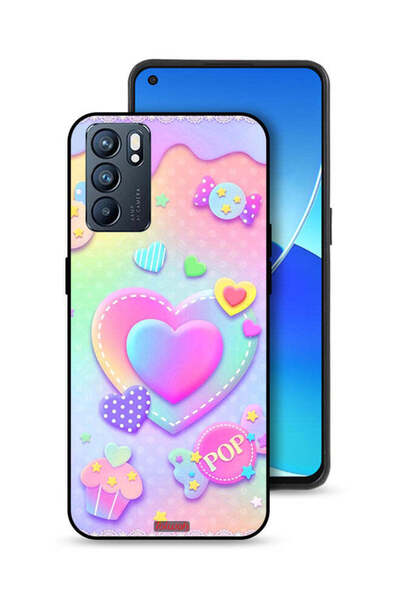 Tolwak غطاء حماية لهاتف Oppo Reno6 5G برسومات قلوب البوب