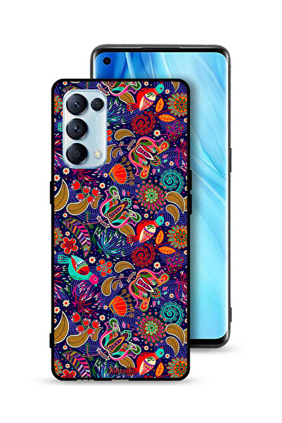 Tolwak غطاء حماية لهاتف Oppo Reno5 Pro 5G بنقشة أوراق طيور وزهور ملونة