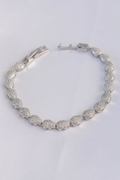 Clariss Vip Series Brass Zircon Stone Silver Color Drop Model Bracelet