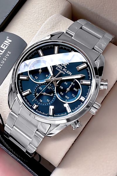 Daniel Klein Exclusive Men Wrist Watch 3 Atm Waterproof Silver Oil Color Steel Cord Gift Bracelet Dke2134C2