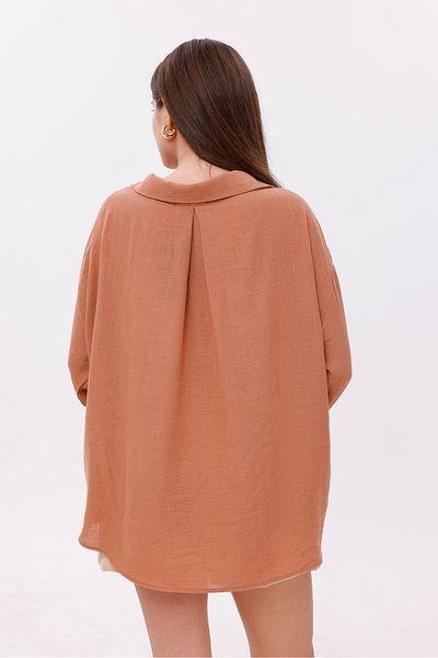 LA PANTE Off Shoulder Brown Shirt with Front Pocket