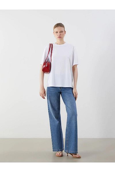 LC Waikiki Tricou oversize pentru femei cu imprimeu cu gât crew LCW Vision (S5)