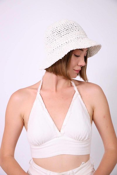 Neşeli Butik Women's Ecru Straw Hat Nbmht03