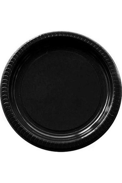 SELANİKLİ Party Plate Plastic Black Pk 25 Round 22 cm
