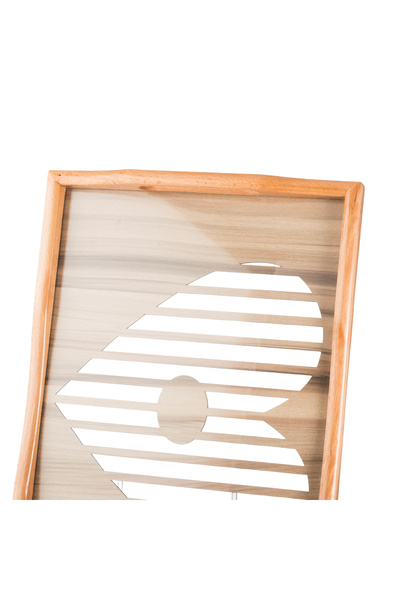 Dania A set of 2 wooden and glass plates and trays with elegant artistic drawings and colors. The medium size is 33*24 cm and the large size is 42*30 cm.