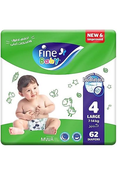 Fine Baby , Size 4, Large, 7–14 kg, 62 Diapers