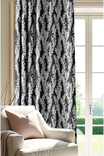 CANİLA Lace Look Modern Digital Printed Cornice Background Curtain Single Wing Worry-Free Background Curtain