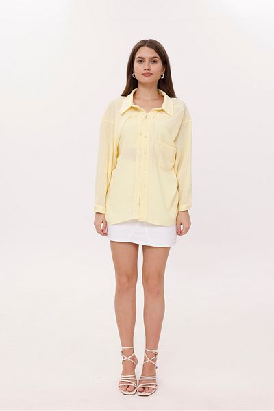 LA PANTE Off Shoulder Yellow Shirt with Front Pocket