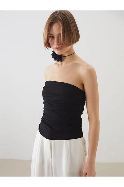 LC Waikiki Xside Strapless Neckline Gather Detailed Crop (S5)