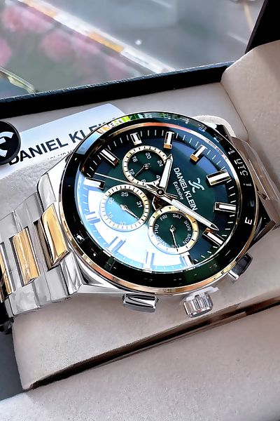 Daniel Klein Exclusive Groom's Men's Watch Waterproof Silver Gold - Steel Cord Gift Bracelet Dke2136C1