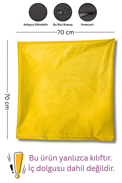 Elyaf Sepeti Su İtici Kare Fermuarlı Yer Minderi Kılıfı Bahçe Minder Kılıfı 7...