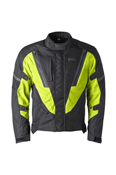 GMS - Avon WP Korumalı Motorcu Montu/ Erkek - Siyah Fosforlu Sarı