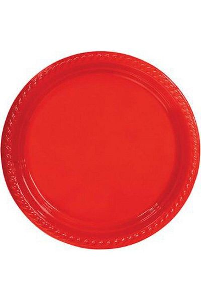 SELANİKLİ Party Plate Plastic Red Pk 25 Round 22 cm