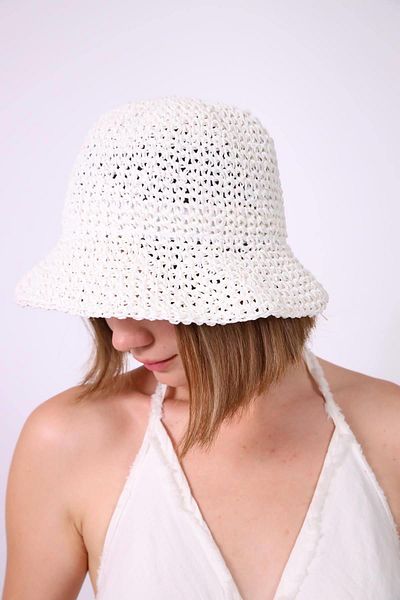 Neşeli Butik Women's Ecru Straw Hat Nbmht03
