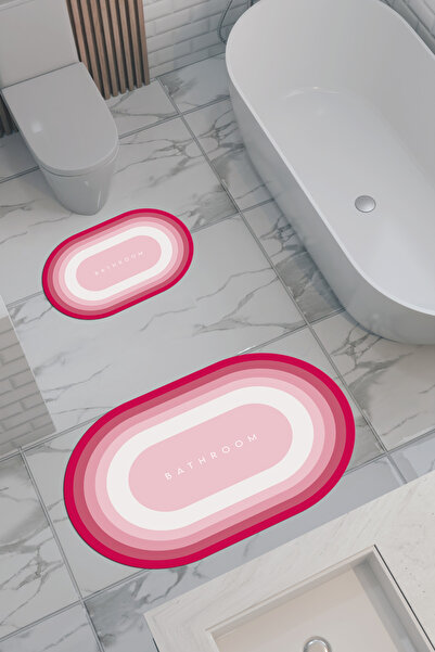 THEMODERNHANE Οικολογικό χαλάκι μπάνιου με σχέδιο μπάνιου, αντιολισθητική βάσ...