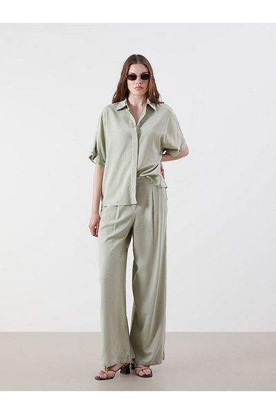 LC Waikiki New Season Wide Leg Linen Blend Women's Trousers - S5Ot52Z8