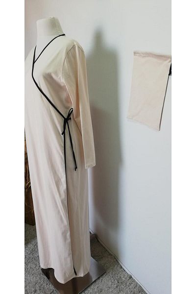 Plistre 1998_Practical Side Tie Double Breasted Piping Belted 100% Cotton Fabric Hijab Prayer Dress