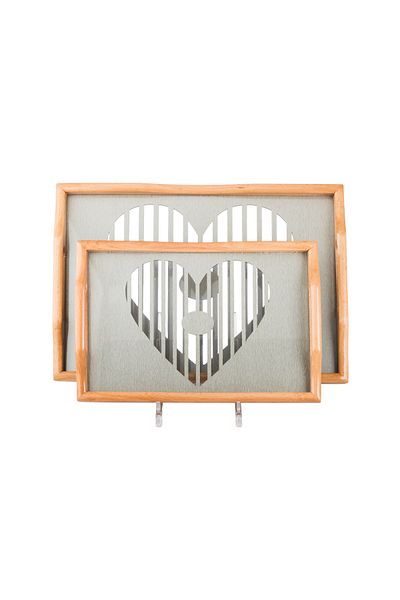Dania 2-piece wooden and glass tray and plate set. Medium size: 33*24 cm and large size: 42*30 cm.