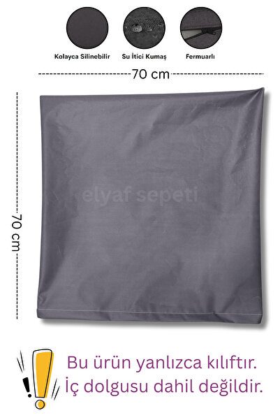 Elyaf Sepeti Su İtici Kare Fermuarlı Yer Minderi Kılıfı Bahçe Minder Kılıfı 7...