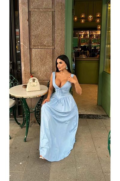 Bak Moda Rochie prințesă cu sârmă albastru bebeluș