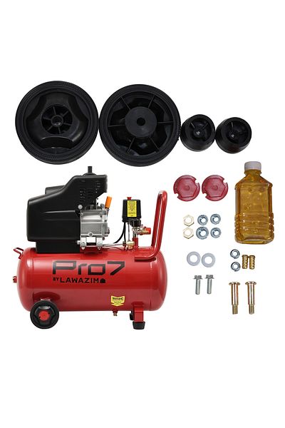 Lawazim Pro7 Air Compressor 25L 2.5HP with BS Plug - Piston Type for Garage Workshop and DIY Use