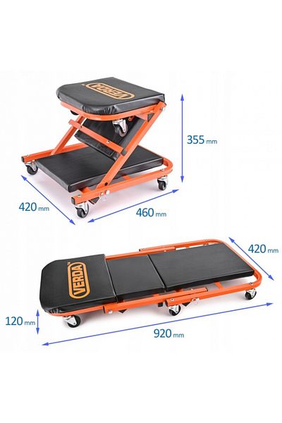 VERDA Pat taburet 2in1 pentru atelier 150kg din piele ecologica SN6711