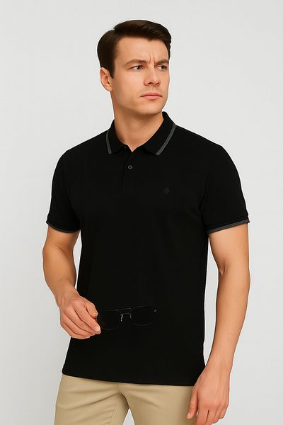 LACİVERTMEN Ανδρικό μπλουζάκι Navy Blue Men 2118 PREMIUM ΡΙΓΕ ΠΟΛΟ ΓΙΑΚΑ REGULAR FIT