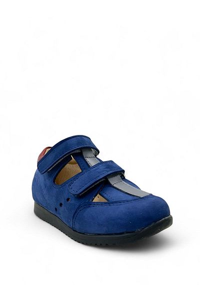 Tuğba Ortopedi 441 Orthopedic 100% Genuine Leather Baby Boy Blue Summer Corset Shoes