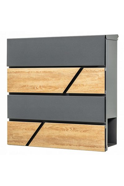 VERDA Mailbox for fence anthracite and wood imitation SN3638