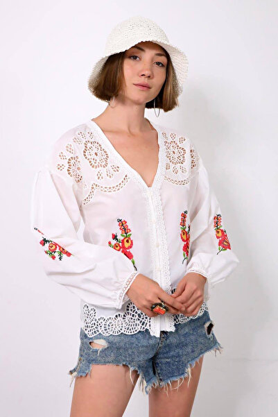 Neşeli Butik Women's Ecru Straw Hat Nbmht03