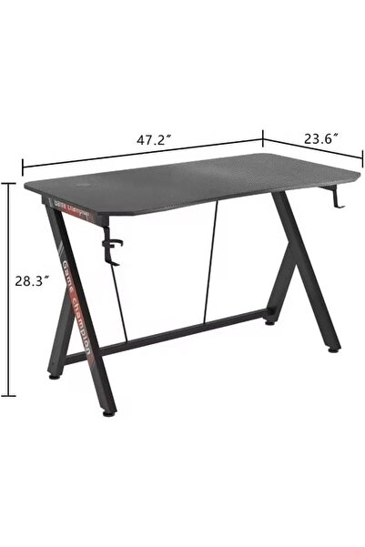 AGD Modern Z-Shaped Computer Gaming Table, with Cup Holder and Headphone Holder, Durable Metal Frame, 12