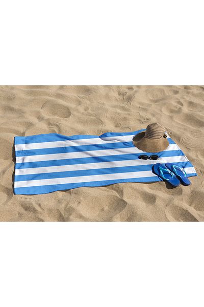 Home 3D Digital Blue Stripes Beach Towel