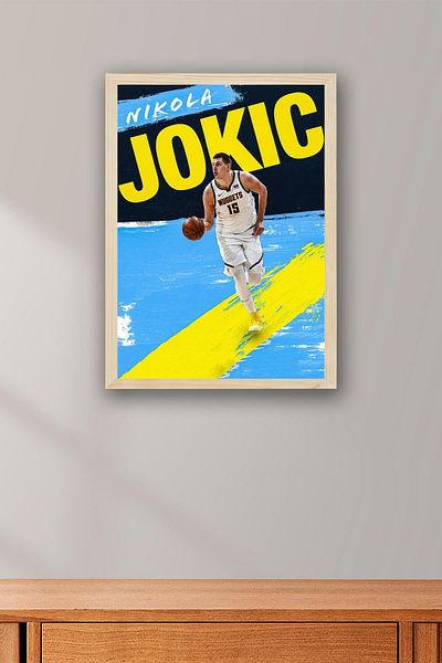 Saturn Nikola Jokic Framed Painting - Basketball Nba Poster Painting