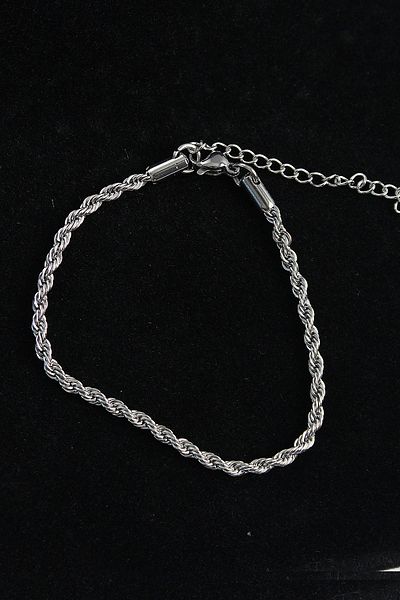 Clariss 316L Steel Rope Model Silver Color Men's Bracelet