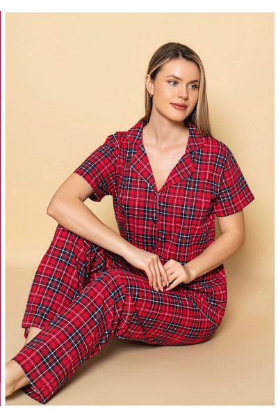 GİYDİNGİYDİN Women's Shirt Patterned Pajama Set