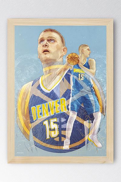 Saturn Nikola Jokic Framed Painting - Denver Nuggets Nba Poster Painting