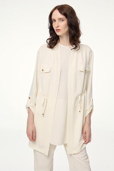 Zühre Ecru Triple Combination Suit with Pocket Detail Tk-1212