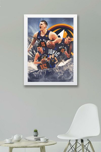 Saturn Nikola Jokic Framed Painting - Denver Nuggets Nba Poster Painting