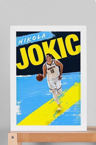 Saturn Nikola Jokic Framed Painting - Basketball Nba Poster Painting