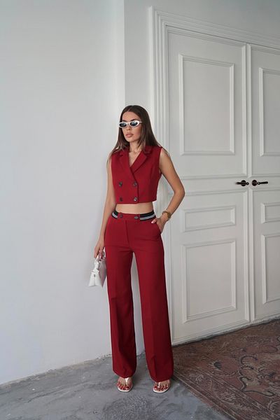 Swass Vesta Vest Trousers Suit Burgundy