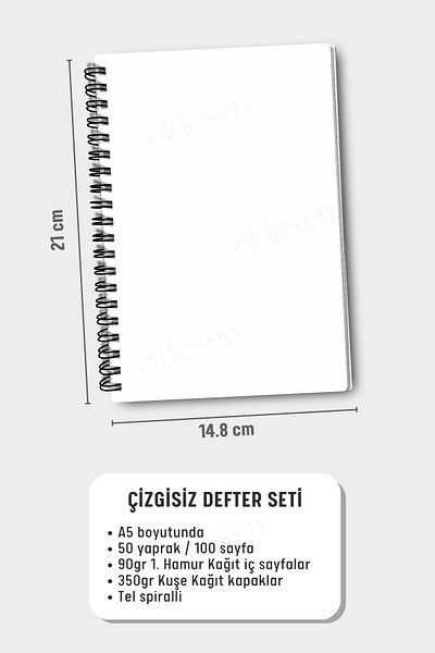 Eldesen Tasarım Van Gogh A5 Spiral Unlined School Notebook, 50 Sheets 100 Pages, Cardboard Cover Notepad
