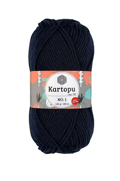 Kartopu Kartopu K633 No-1 Yarn – 100g Soft Anti-Pilling Acrylic Yarn, 160m – Black