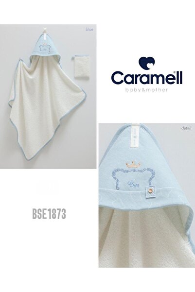 Caramell My Baby Kumsal 100% Organic Cotton Very Cool Swaddle Towel 82X90 cm and 1 Piece Washcloth 1873 Blue